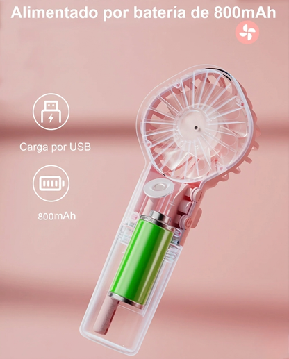 Ventilador de mano con humidificador recargable