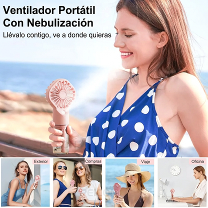 Ventilador de mano con humidificador recargable