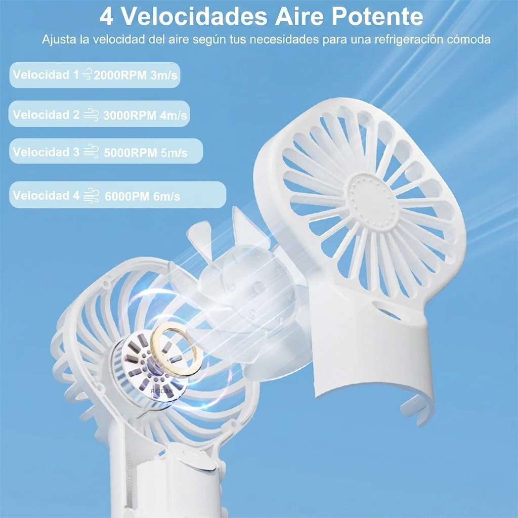 Ventilador de mano con humidificador recargable