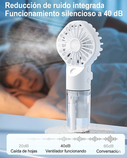 Ventilador de mano con humidificador recargable