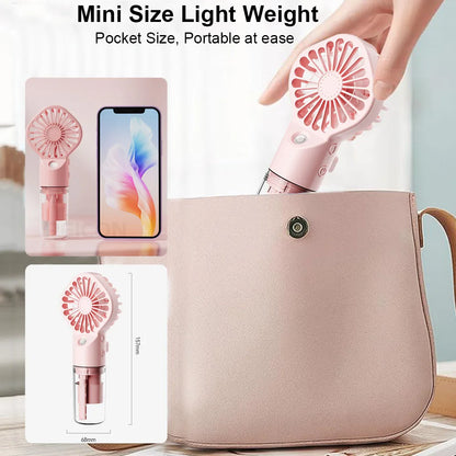 Ventilador de mano con humidificador recargable